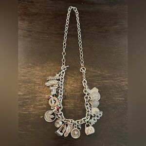 Unique Sterling Silver Charm Bracelet/Necklace with Mixed Charms - Women Jewelry